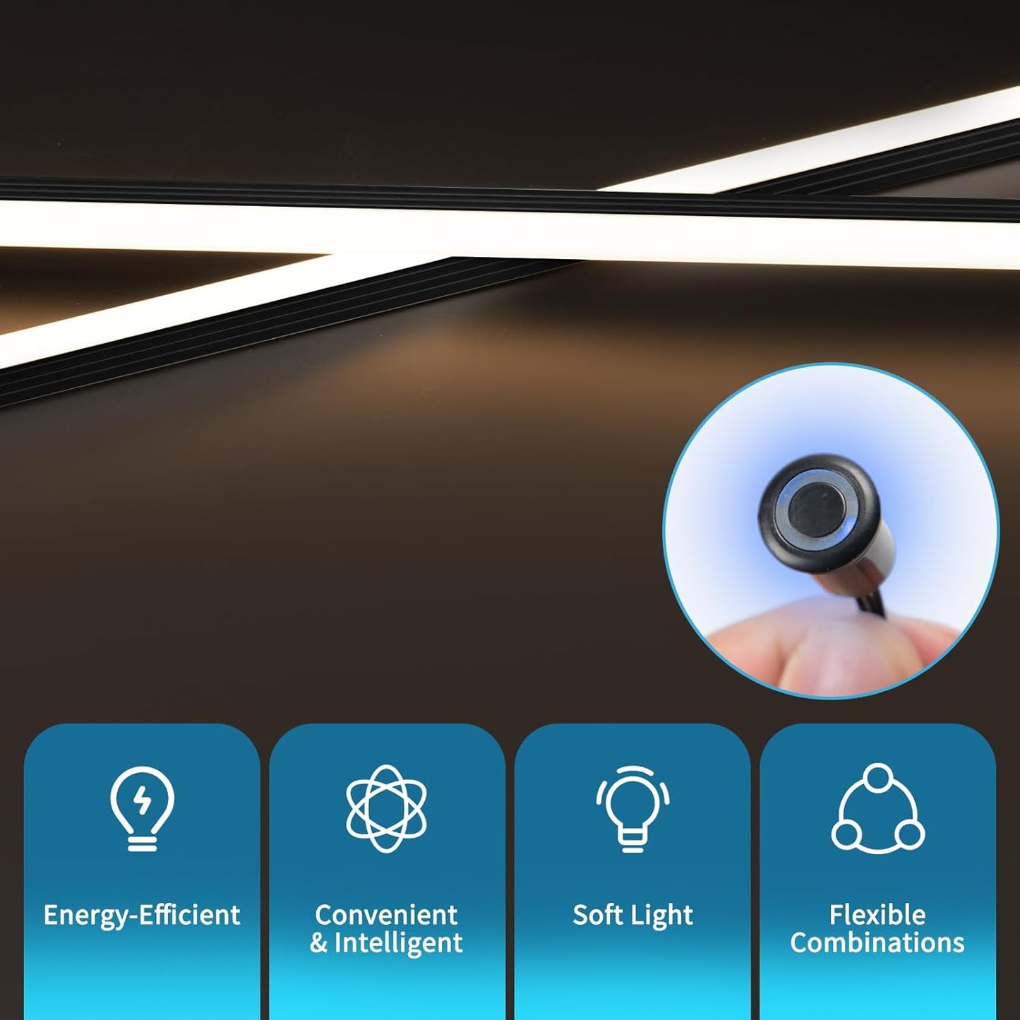 LED Recessed Lighting Kit - 6pcs Self-adhesive White LED Light